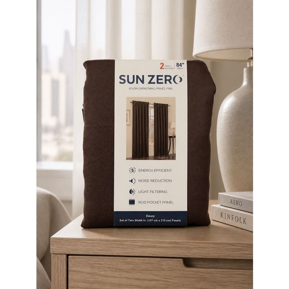 Sun Zero Brown Room Darkening Curtains